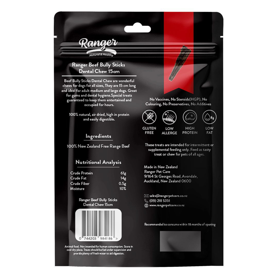 Ranger Beef Bully Sticks - Dental Chew 15cm