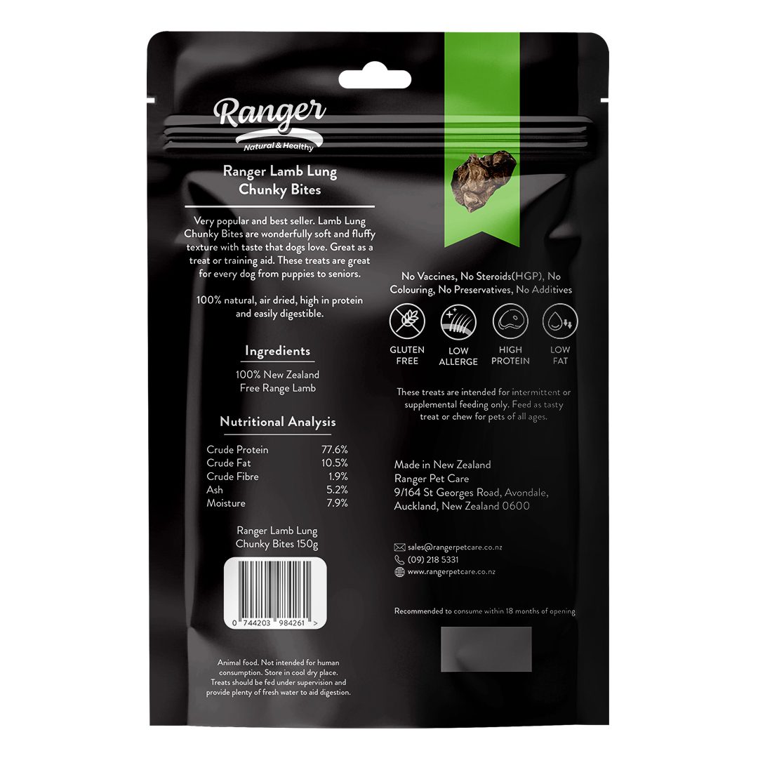 Ranger Lamb Lung Chunky Bites